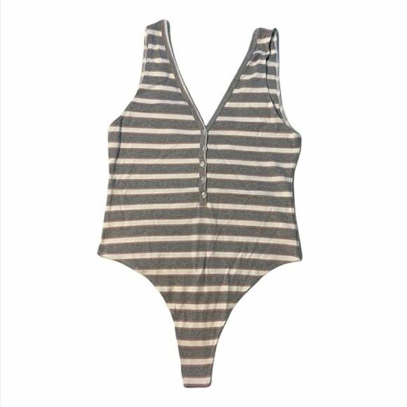 NEW American Apparel Striped Thong Bodysuit - Picture 1 of 7